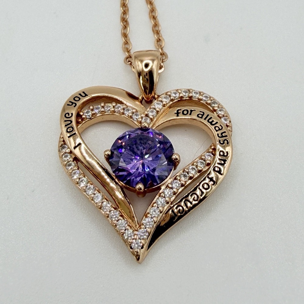 CDE Forever Love Heart Pendant Sterling Silver 925 Necklace Rose Gold Overlay